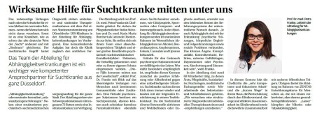 Zeitungsartikel über die Abteilung für Abhängigkeitserkrankungen in der Rheinischen Post