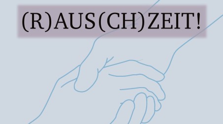 Logo Podcast Rauschzeit - Empowerment für Angehörige, Hände die einander halten 