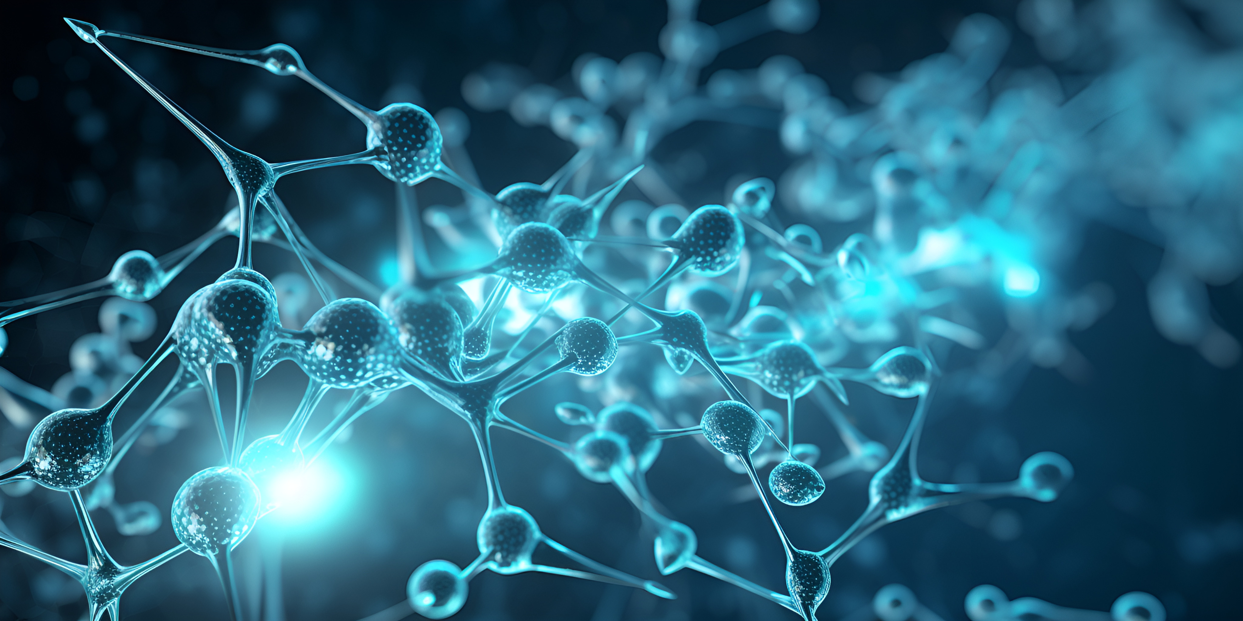 Grafik mit blauen Verknüpfungen, die an Synapsen erinnern