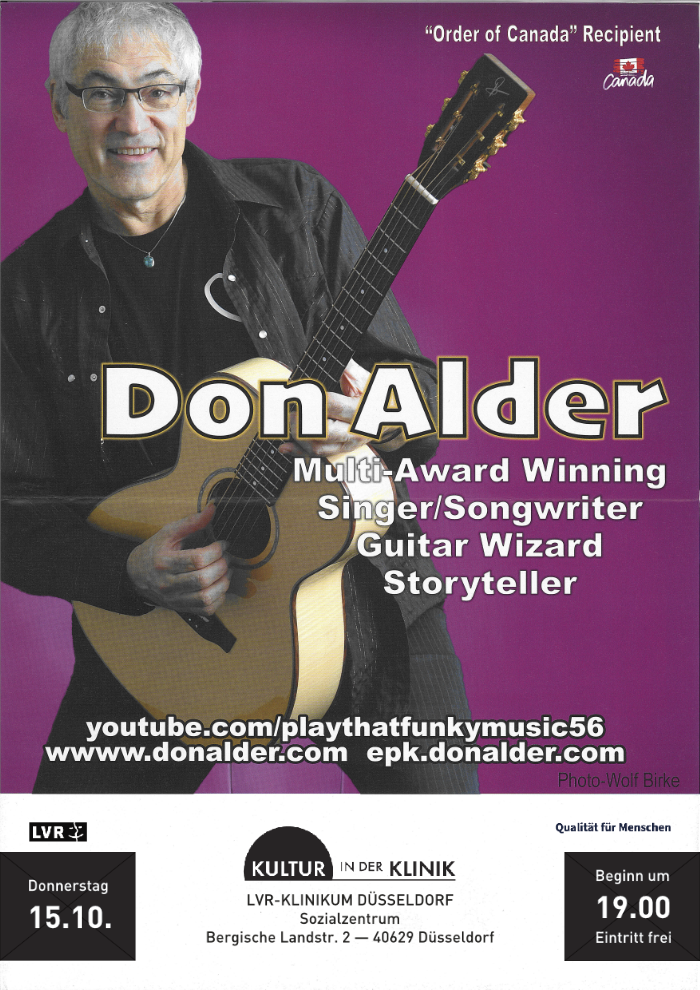 Bild zeigt ein Plakat für ein Konzert des kanadischen Musikers Don Adler. 