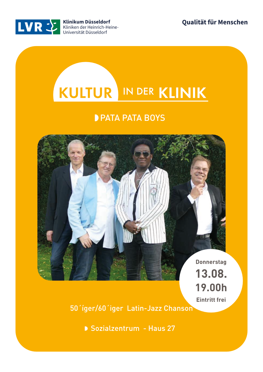 Auf dem Bild sehen Sie 4 junge Herren, alle tragen modische Jackets
